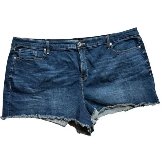 Womens Torrid High Rise Shortie Vintage Stretch Dark Wash Denim Jean Shorts - 28 - Picture 3 of 4